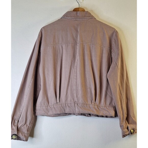 FREE PEOPLE Eisenhower Denim Jacket Sz M Dusty Rose Slouchy Cropped‎ Casual Work - Picture 2 of 8
